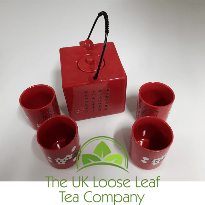 Cherry Red Square Tea set ~ 4 Cup Teapot - Image 4